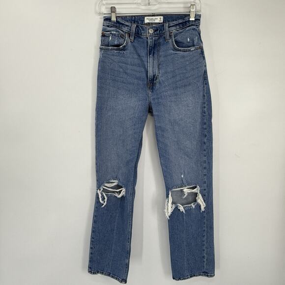 Abercrombie Fitch Ankle Straight Ultra High Rise Jeans size 26/2 Destroyed Denim - Picture 11 of 11